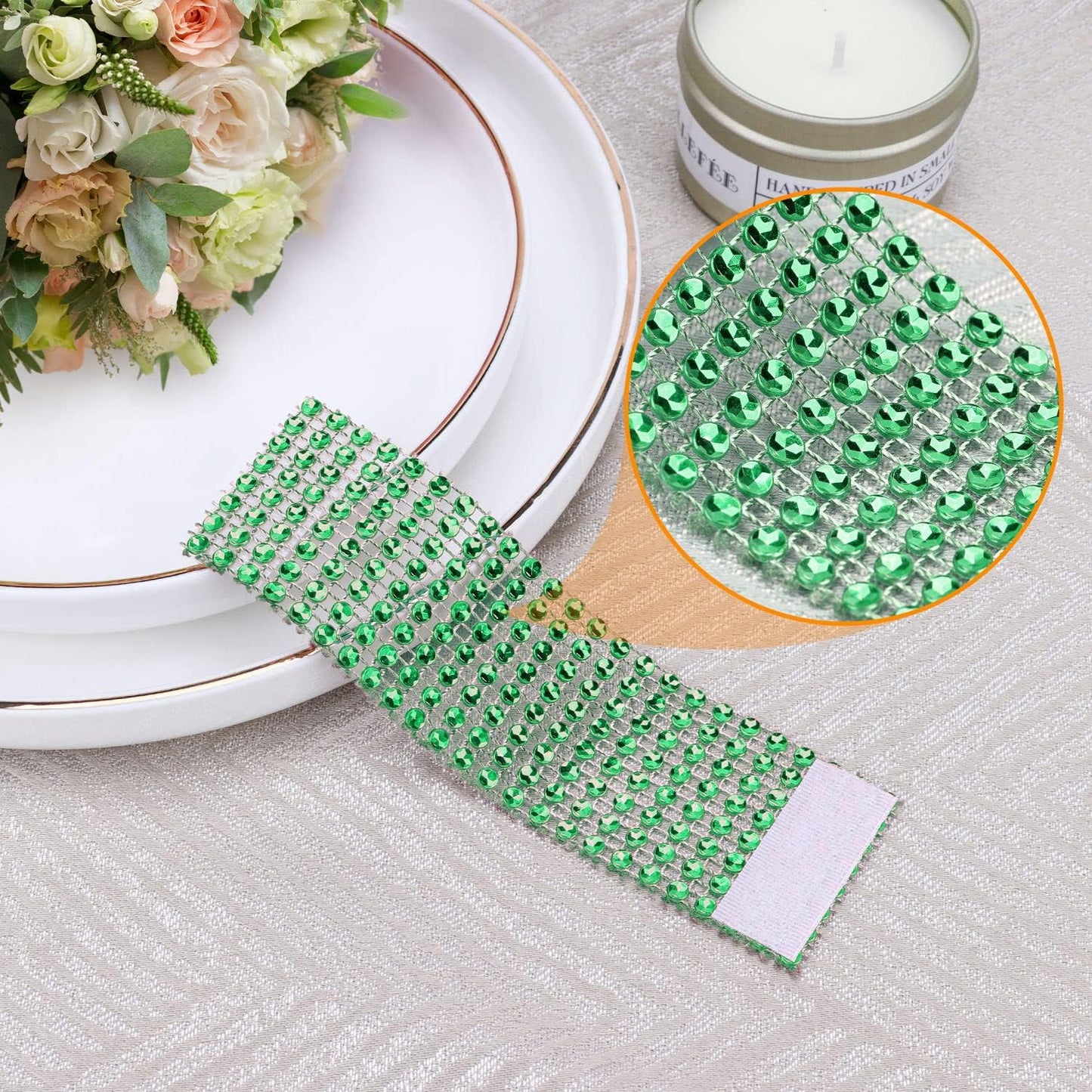 Green Napkin Rings Bulk Set of 150pcs,Wedding Rhinestone Crystal Diamond Napkin Rings Adornment for Wedding Reception, Dinner, Place Settings, Holiday Parties or DIY Decoration (150,Green)