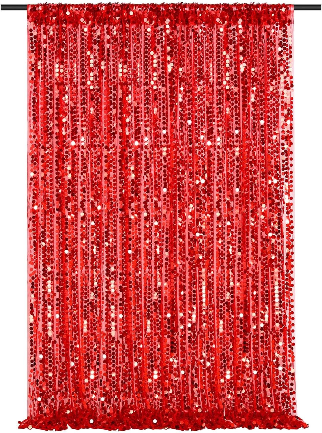 Red Big Payette Sequin Backdrop 4ftx8ft Glitter Drapes Panels Home Party Cake Table Background Curtains Decorations
