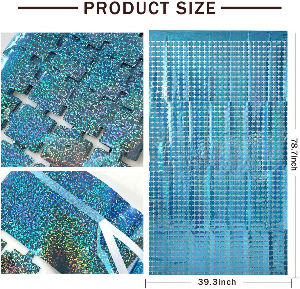 Blue Foil Fringe Curtains Backdrop, Blue Streamers Party Decorations, Frozen Birthday Party Decorations, Under The Sea Party Supplies, Beach Pool Party Favor, Ocean Decor, Pastel Wall Decor