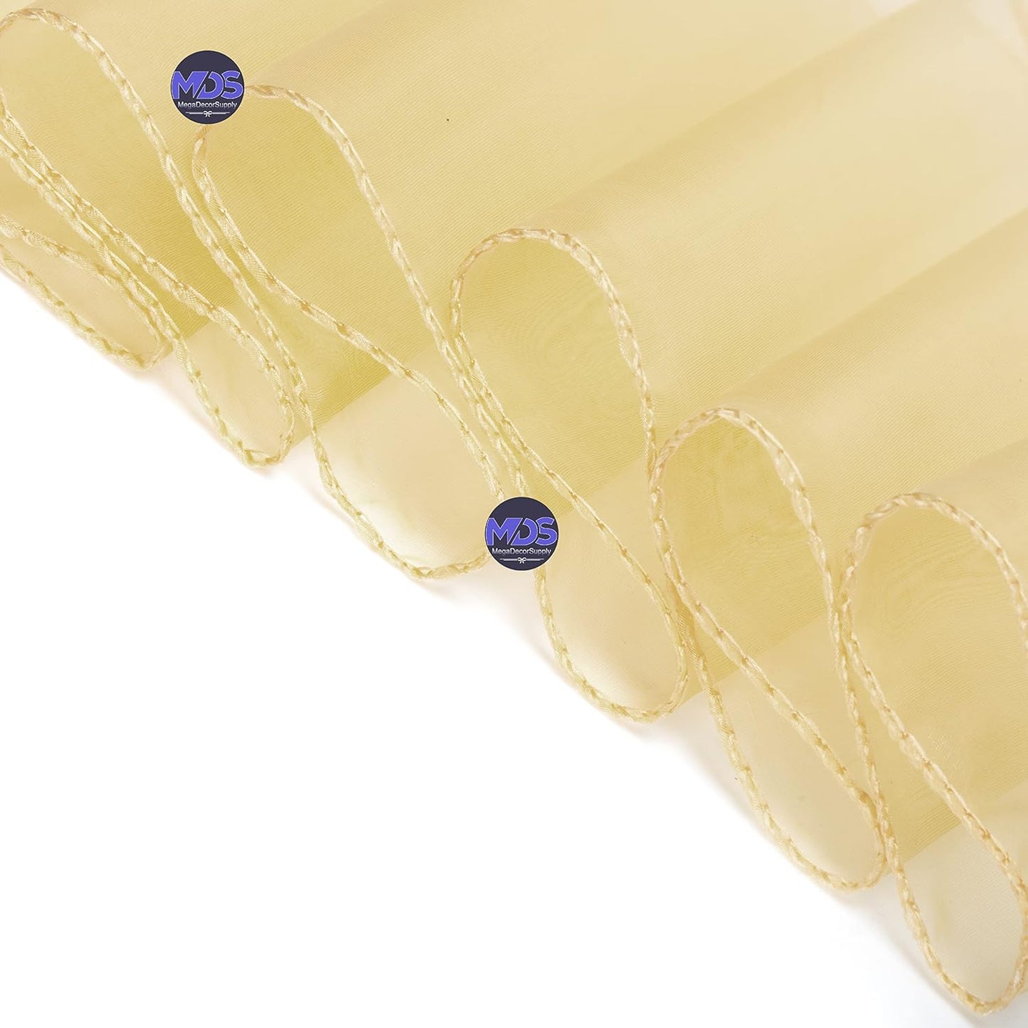 MDS Pack of 100 PCS Organza Chair Sashes Wider Dining Chair Bows Ribbon Tie Back for Wedding Party Birthday Bridal Shower Reception Event Banquet Home Chair Cover Decoration - Beige