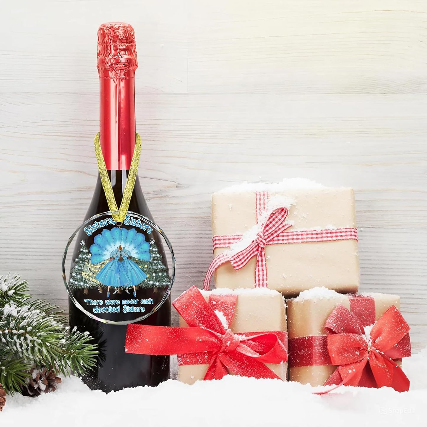 GOSSBY Sister Ornament for Sister, Women Best Friend- White Christmas Ornament 2025 - There were Never Such Devoted Sisters - Xmas Tree Decor