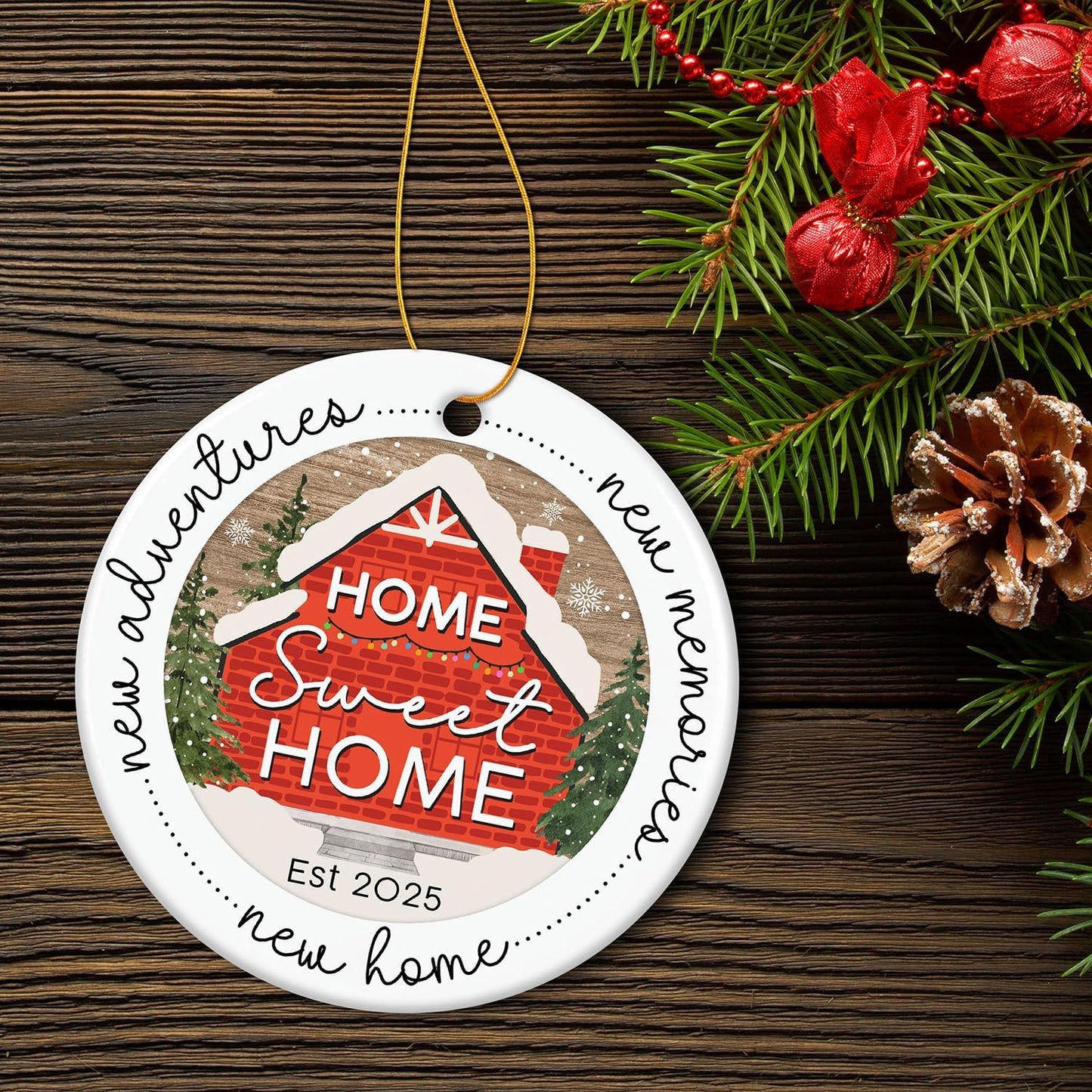 HEXMOZ New Home Ornament 2025 - Best Housewarming Gifts 2025 - New Home Gift Ideas - House Warming Gifts - First House Gift for Owners, Couples, Men, Women - Our First Christmas Ceramic Keepsake
