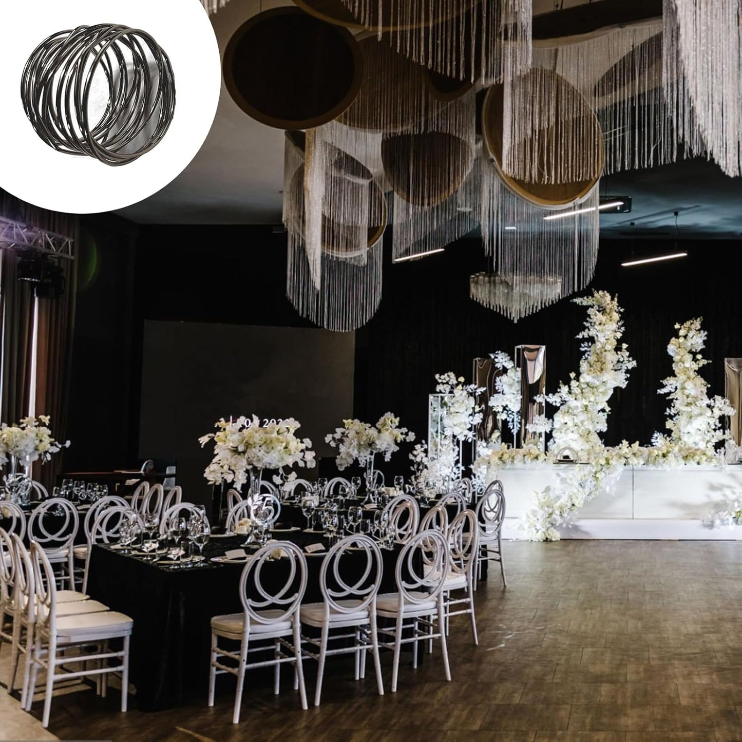 Black Napkin Rings - 6 PCS Metal Napkin Rings(Twisted Wire) Napkin Holders Buckles for Family Dinner, Wedding, Party,Table Decorations