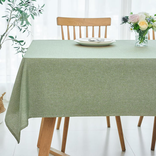 maxmill Linen Textured Rectangle Tablecloth Water Resistant Wrinkle Free Spill-Proof Stain Proof Table Cloth for Dining Room Decoration Banquet Party Wedding Holiday Dinner, 52 x 84 Inch Sage Green