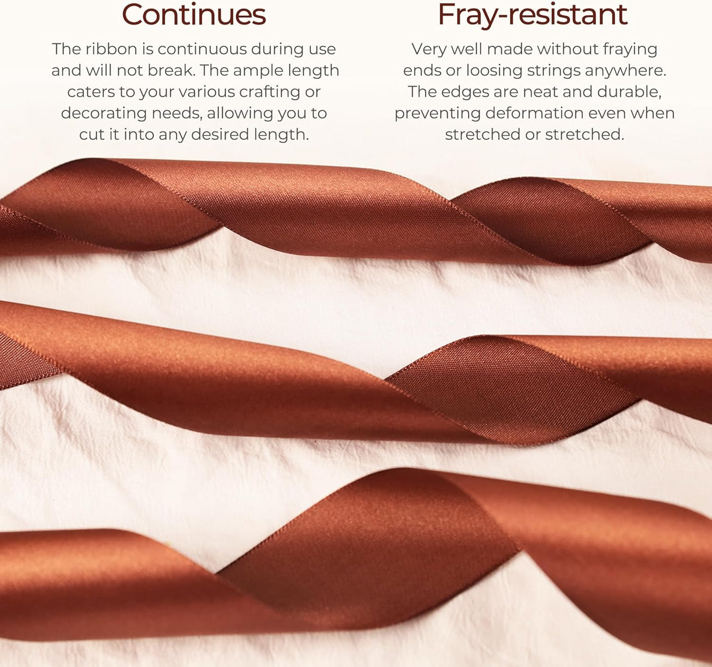 Coffee Brown Satin Ribbon 1-1/2 inch X Continuous 25 Yards, Single Face Polyester Ribbon Perfect for Gift Wrapping, Flower Bouquet, Wedding Decor, Crafts, Bow Making, Sewing and More