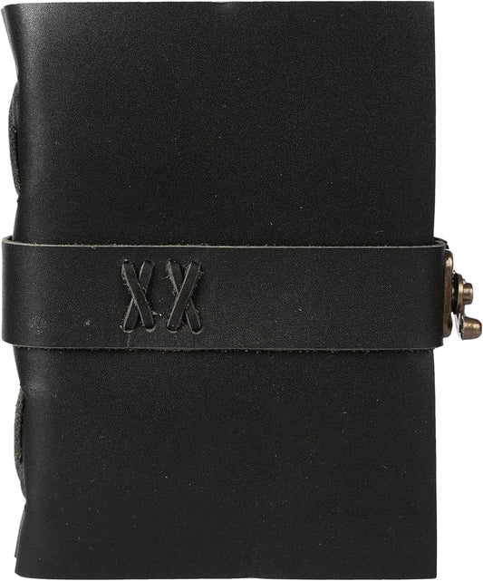 Vintage Leather Journal Handmade Buffalo Non-Refillable Deckle Edge Paper – Leather Bound Journal for Women, Men C-Lock Closure Ideal for Writing & Travel for Artists (Black)