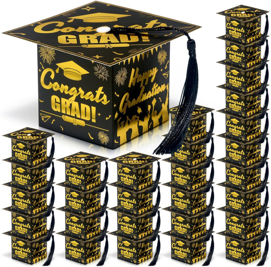 COTOPHER 36 Pack Mini Graduation Cap Gift Boxes, Class of 2025 Graduation Candy Boxes with Tassel, Small Treat Chocolate Box Centerpieces for Tables Party Decorations Graduate Favors Supplies