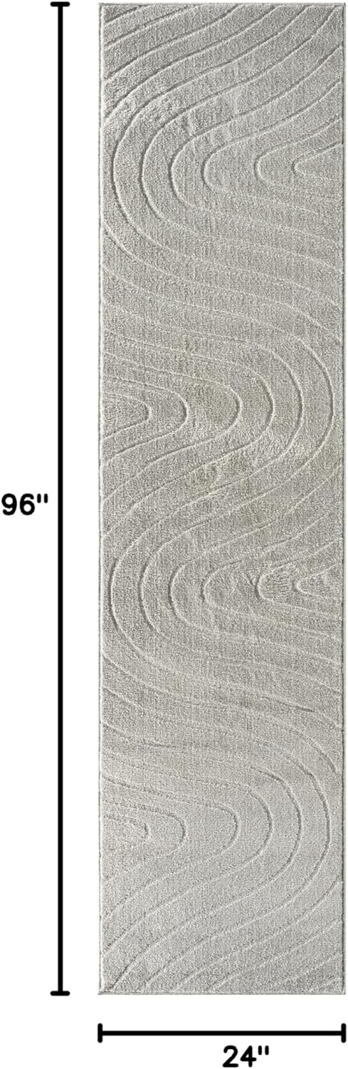 LUXE WEAVERS Modern Geometric Wave Gray 2x8 Area Rug