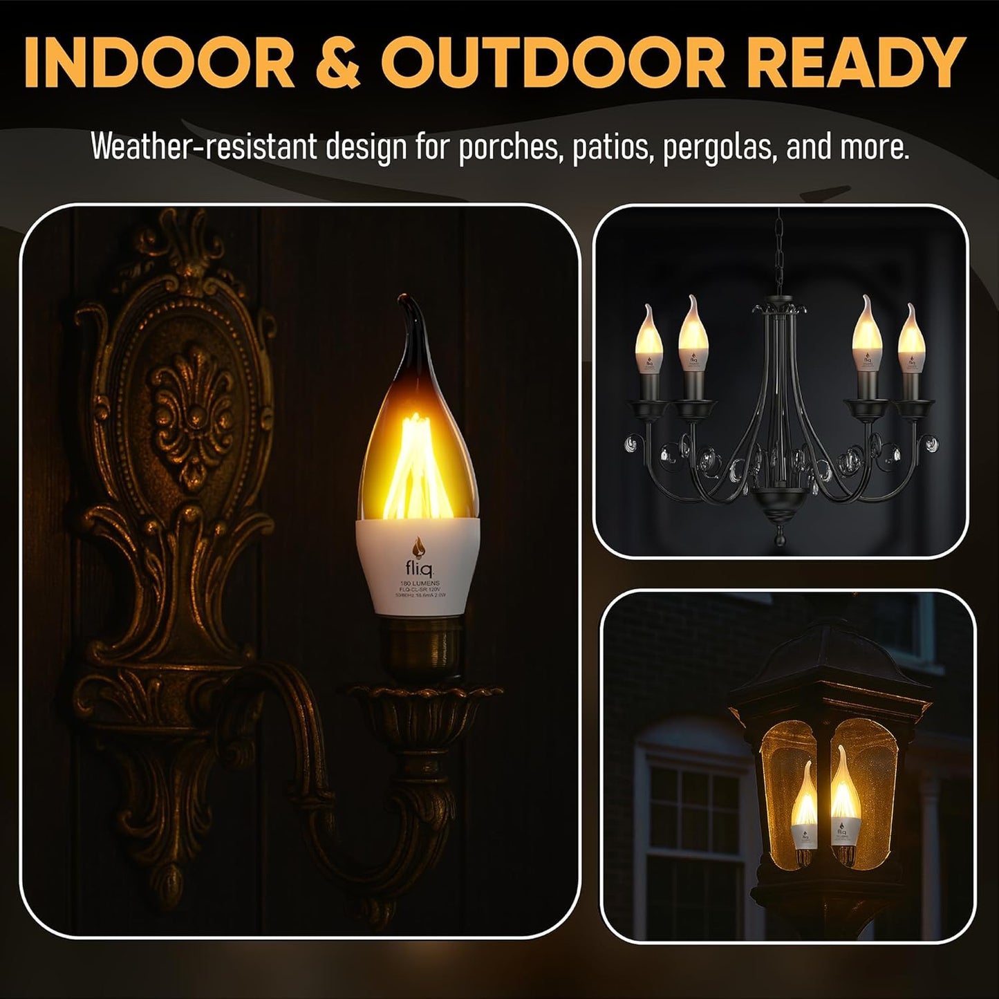 Fliq | LED Flame Light Bulb | 2 Pack | 2W | 4 Modes | Flickering Flame Bulb | 2023 Release | (Mini Frosted E12)