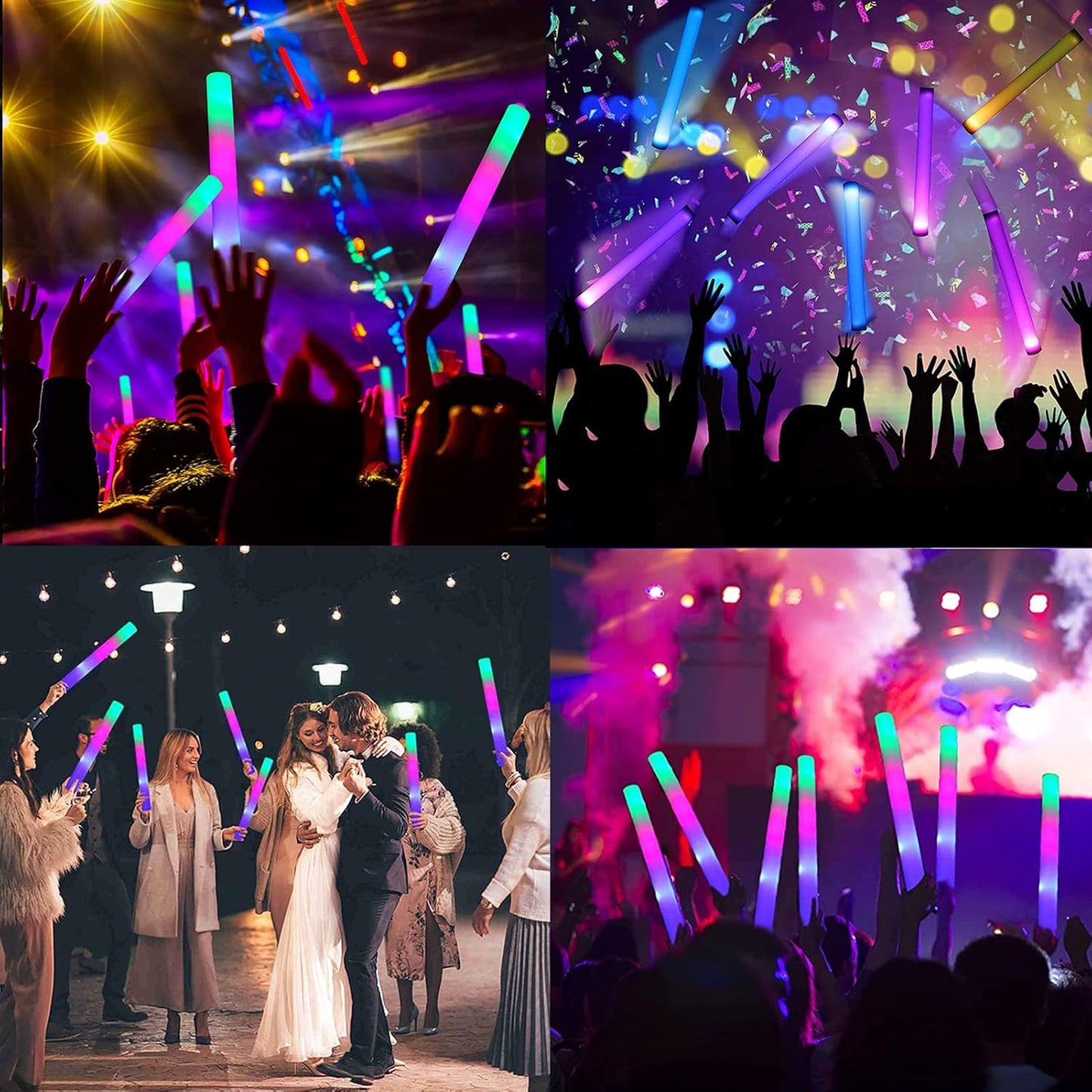 Foam Glow Sticks Bulk 100 Pack,3 Modes Flashing LED Light Sticks Glow in The Dark Party Supplies Light Up Toys for Parties Wedding Birthday Concert Christmas Halloween