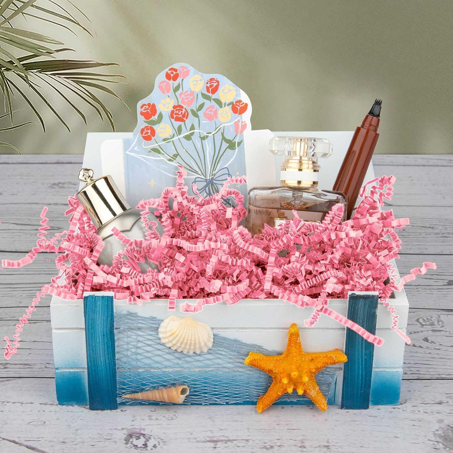 8.5oz Crinkle Paper Filler, Gift Baskets Gift Boxes Crafts Shredded Cut Paper Packaging Decorative Stuffing & Cushioning Confetti for Easter Birthday Wedding Party Favor Pink