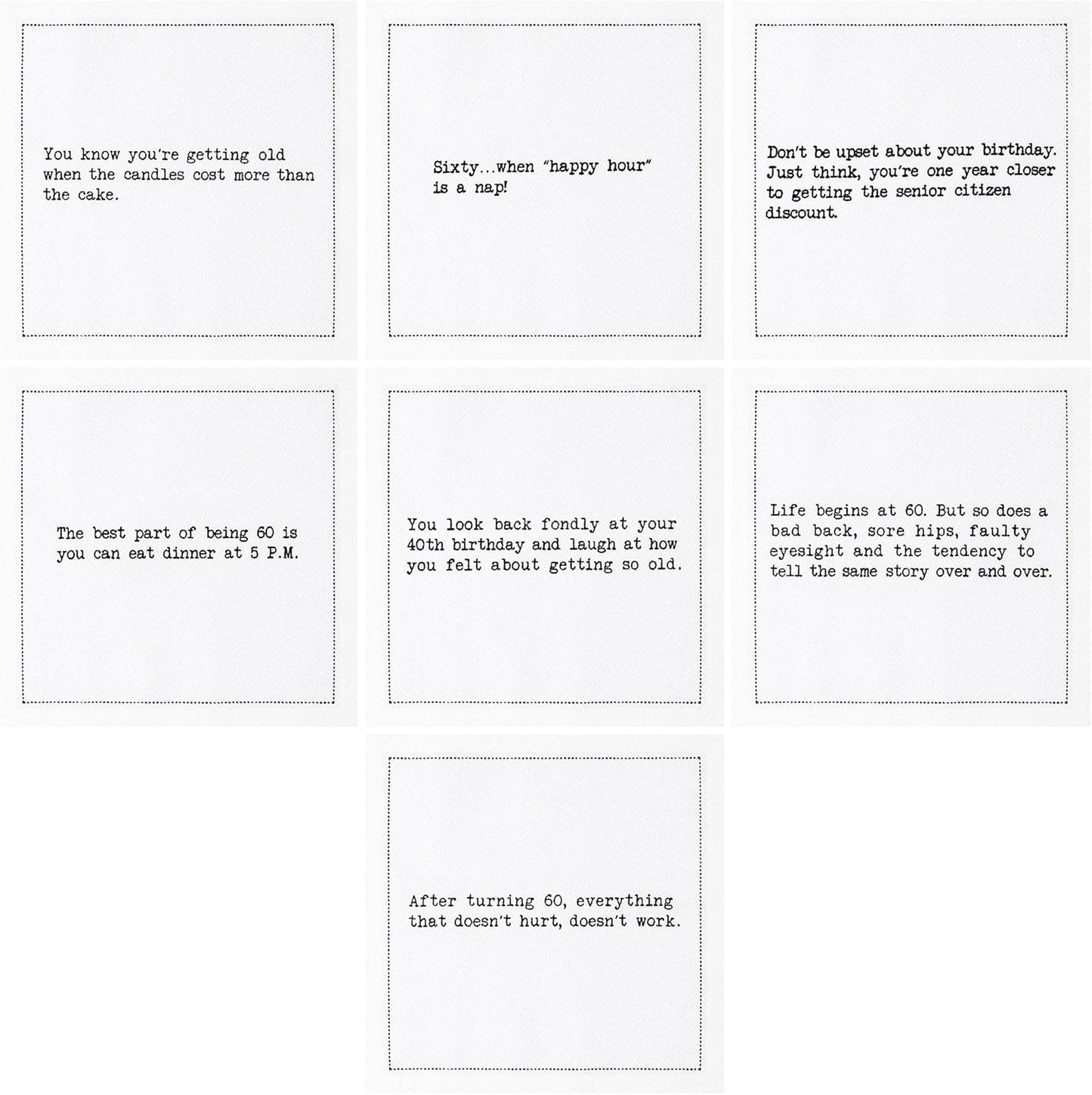 Five Star Napkins 60th Birthday Quotes White Cotton Cocktail Napkins, Beverage Napkins, Bar Napkins, Cloth Napkins, Party Napkins, Events, Holidays, Weddings, Birthdays, Disposable, 4.5" x 4.5"- (50x)