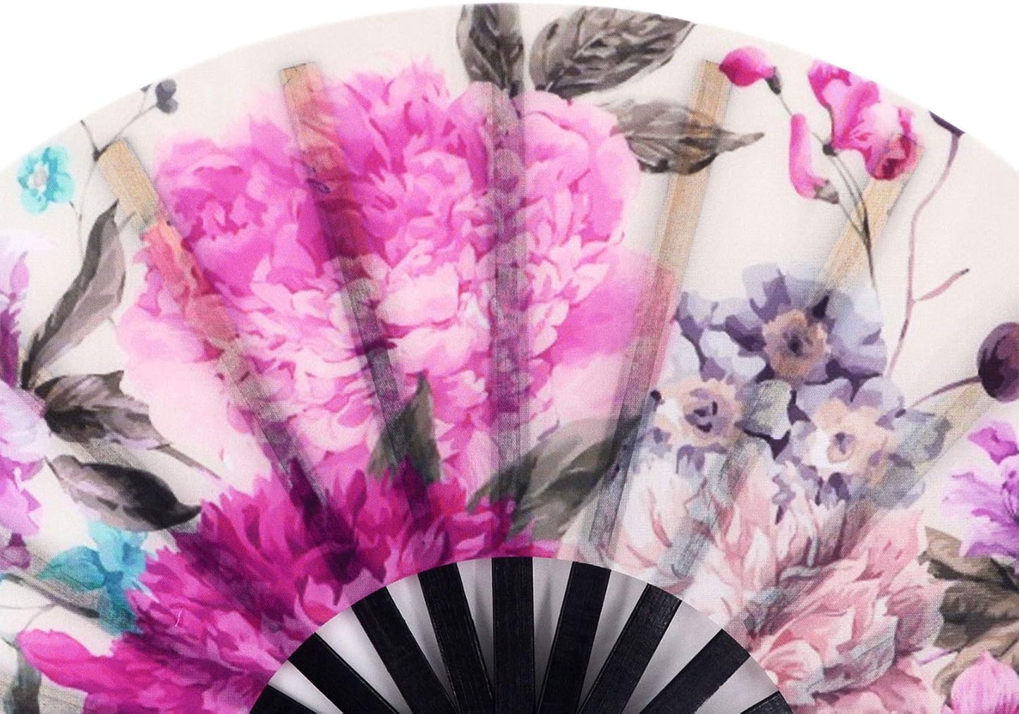 Amajiji Large Folding Hand Rave Fan Popping Fan for Line Dancing Clacking Fans for Boots On The Ground Dance,Party,Decoration,Festival (Peony Flower)