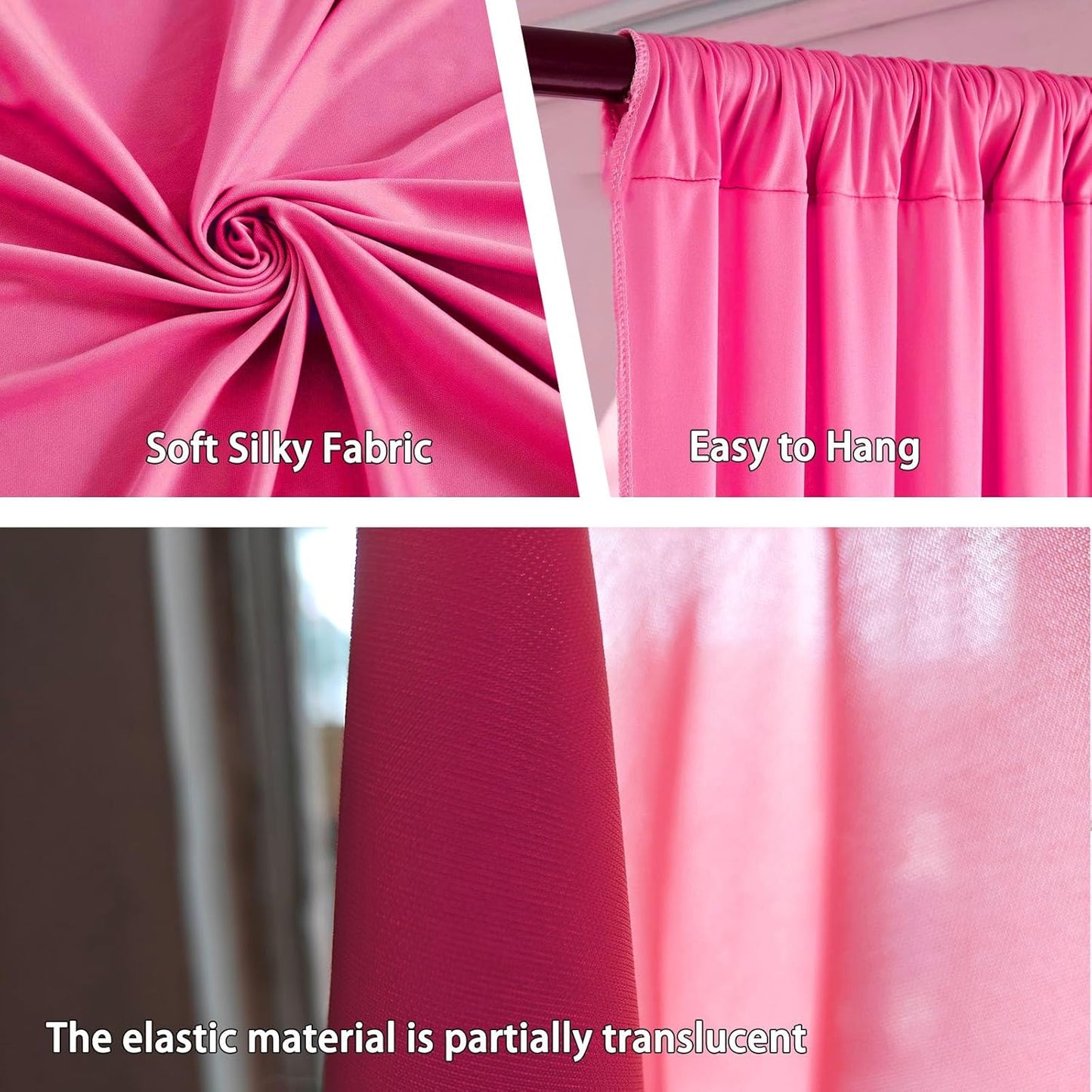 10 x 7 Feet Pink B Backdrop Curtain for Partie, Background Curtains for Photoshoot, Birthday, Wedding, Halloween, Thanksgiving, Christmas Day, New Year Party Decorations 5Ft x 7Ft, 2 Panels