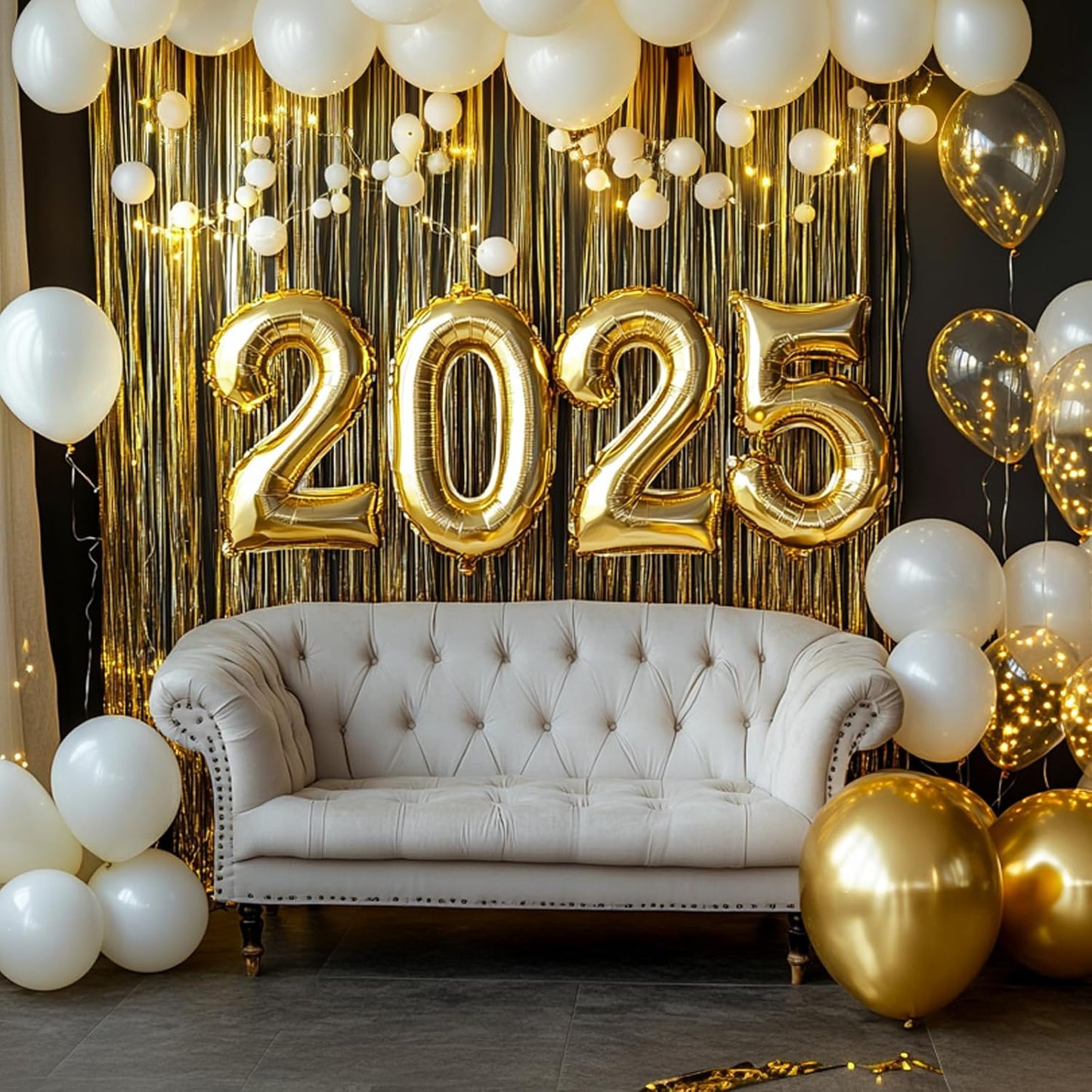 PartyWoo Gold Streamers Curtain Backdrop 3pcs Foil Fringe Curtain 8.2FT Gold Tinsel Fringe Backdrop Photo Booth for Bachelorette Baby Shower Graduation Wedding Birthday Anniversary Party Decorations