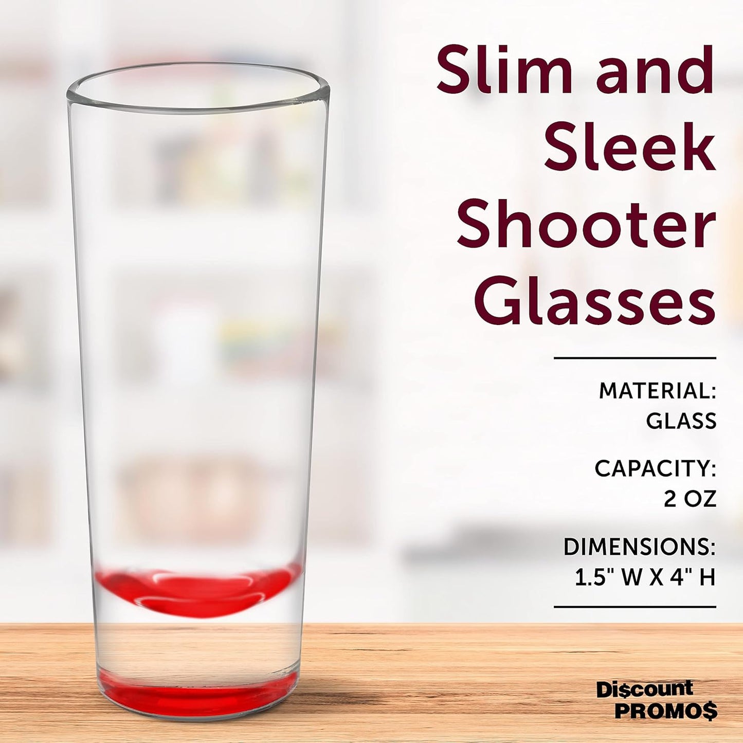 DISCOUNT PROMOS Cordial Shooter Shot Glasses 2 oz. Set of 10, Bulk Pack - Great for Birthdays, Parties, Indoor & Outdoor Events - Red