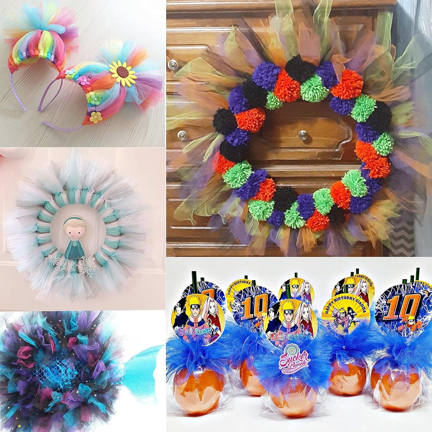 14 Colors Tulle Rolls 6” by 25 Yards (75 Feet) Rainbow Tulle Netting Fabric Spool for DIY Tutu Skirt Gift Bow Craft Wedding Party Decorations