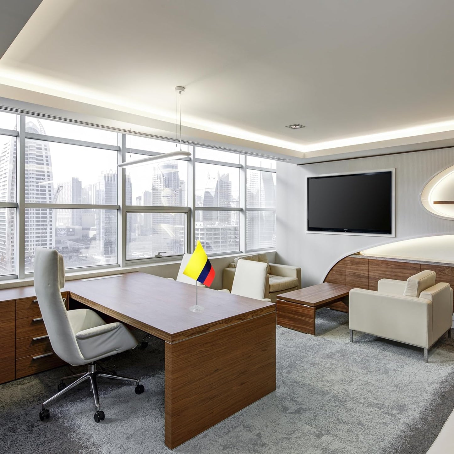 Colombia Desk Flag, Colombian Table Office Flag with Metal Pole and Stand Base, International Country Flags, Festival Event Celebration, Classroom Meeting Desktop Decor (Colombia)