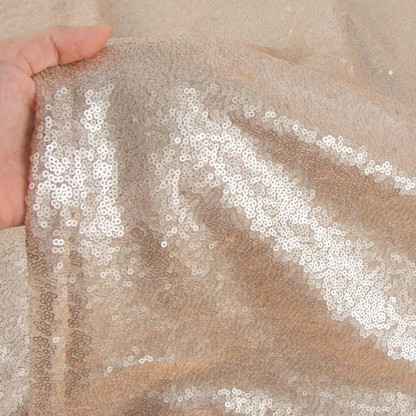 DUOBAO Sequin Backdrop 4x7Ft Sequin-Backdrop-Curtain Champagne Glitter Background Backdrops for Pictures Shimmer Wall for Backgrounds Wedding Ceremony Party Decorations