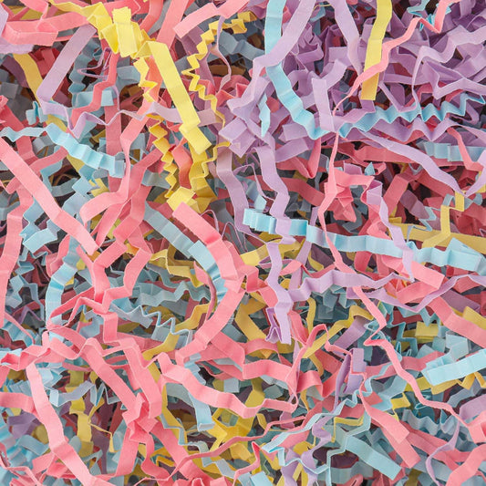 8.5oz Crinkle Paper Filler, Gift Baskets Gift Boxes Crafts Shredded Cut Paper Packaging Decorative Stuffing & Cushioning Confetti for Easter Birthday Wedding Party Favor Blue&Pink&Yellow&Purple