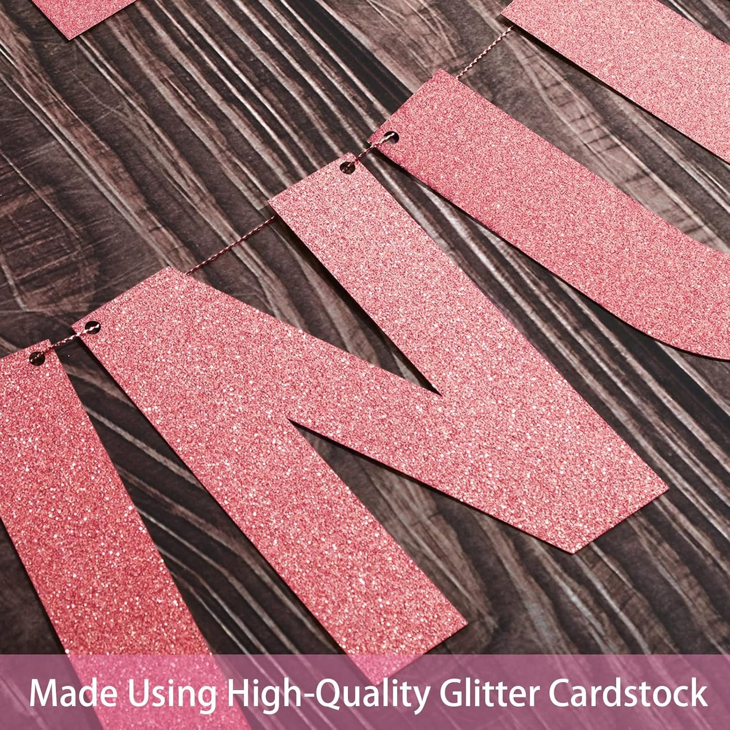 TaoBary 112 Pcs DIY Letter Kit Glitter Customizable Banner Letters Include 107 Letters and Numbers 3 Rope and 2 Needles for Birthday Halloween Christmas Wedding Valentine Party Decor(Rose Gold)