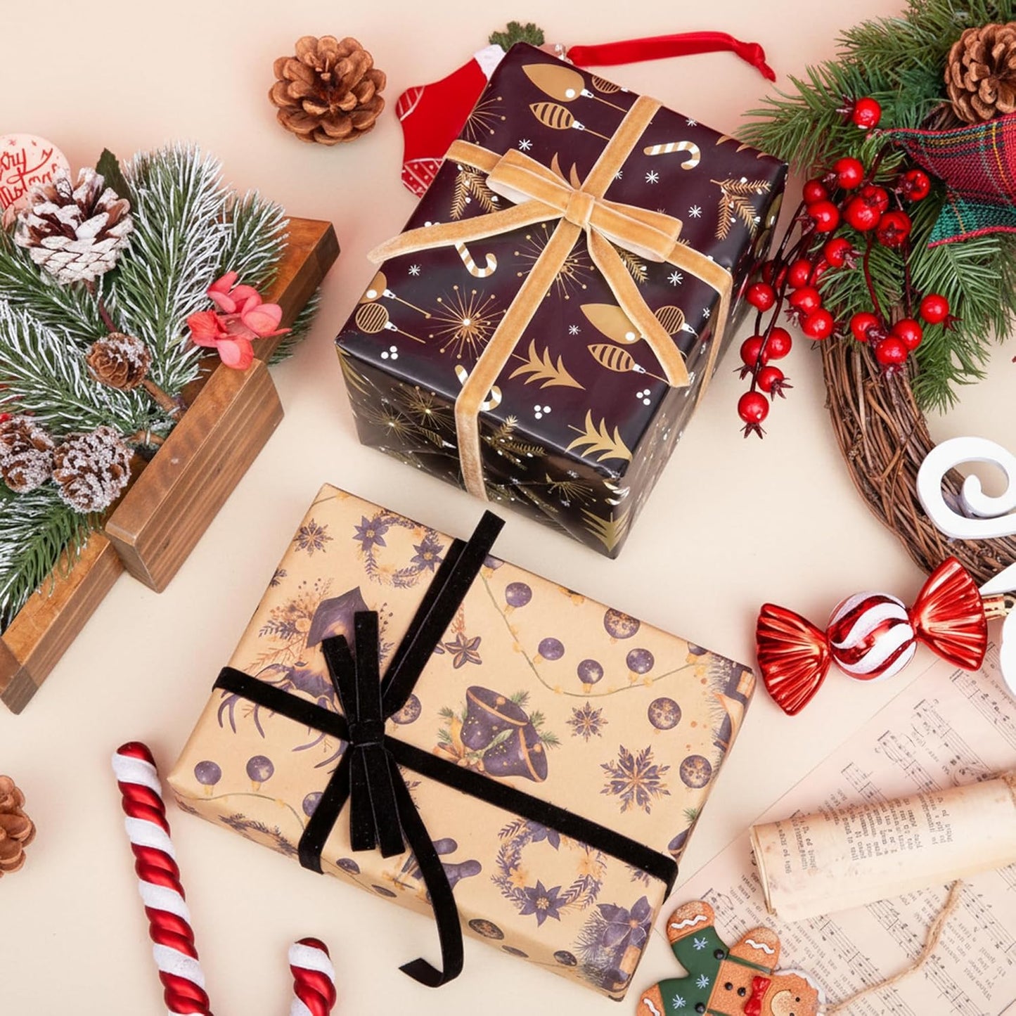 Vintage Khaki Velvet Ribbon, 3/8 Inch X 25Yd