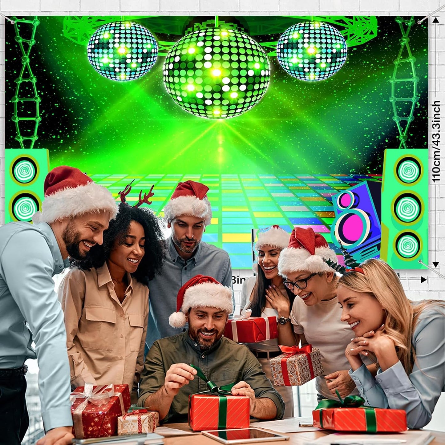 Dance Party Backdrop Retro 80s 90s Theme Stage Dance Ball Music Birthday Party Decoration DJ Photography Background 5 x 3 ft for Baby Shower Picture Photo Shoot Polyester Fabric, Red