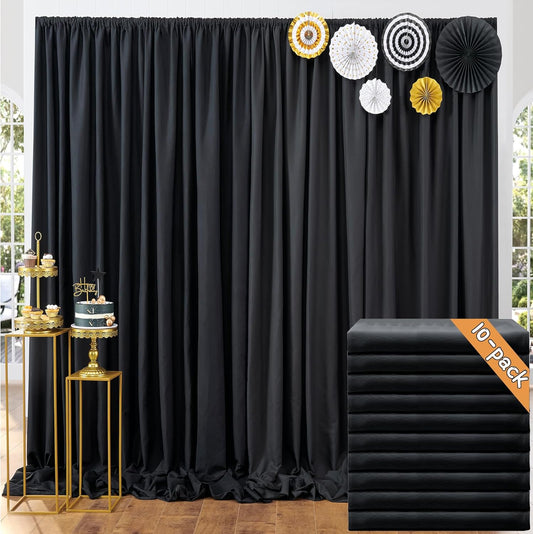50ft x 10ft Thick Champagne Backdrop Curtains for Parties, 10 Panels 5ft x 10ft Non See Through Black Polyester Wedding Drapes Photo Backdrop for Birthday Party Graudation Photography Home Decor