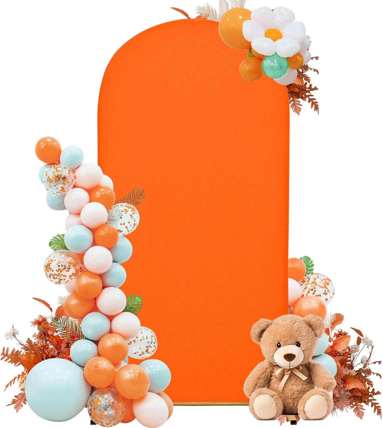 Wedding Arch Cover Spandex Arch Backdrop Cover 7.2FT Arch Stand Cover Arch Covers Stretchy Backdrop for Wedding Birthday Party Decoration Baby Shower Banquet (Candy Orange)
