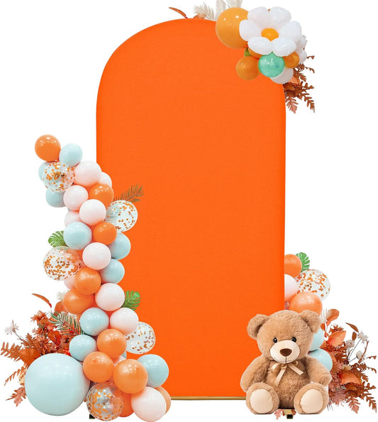 Wedding Arch Cover Spandex Arch Backdrop Cover 7.2FT Arch Stand Cover Arch Covers Stretchy Backdrop for Wedding Birthday Party Decoration Baby Shower Banquet (Candy Orange)