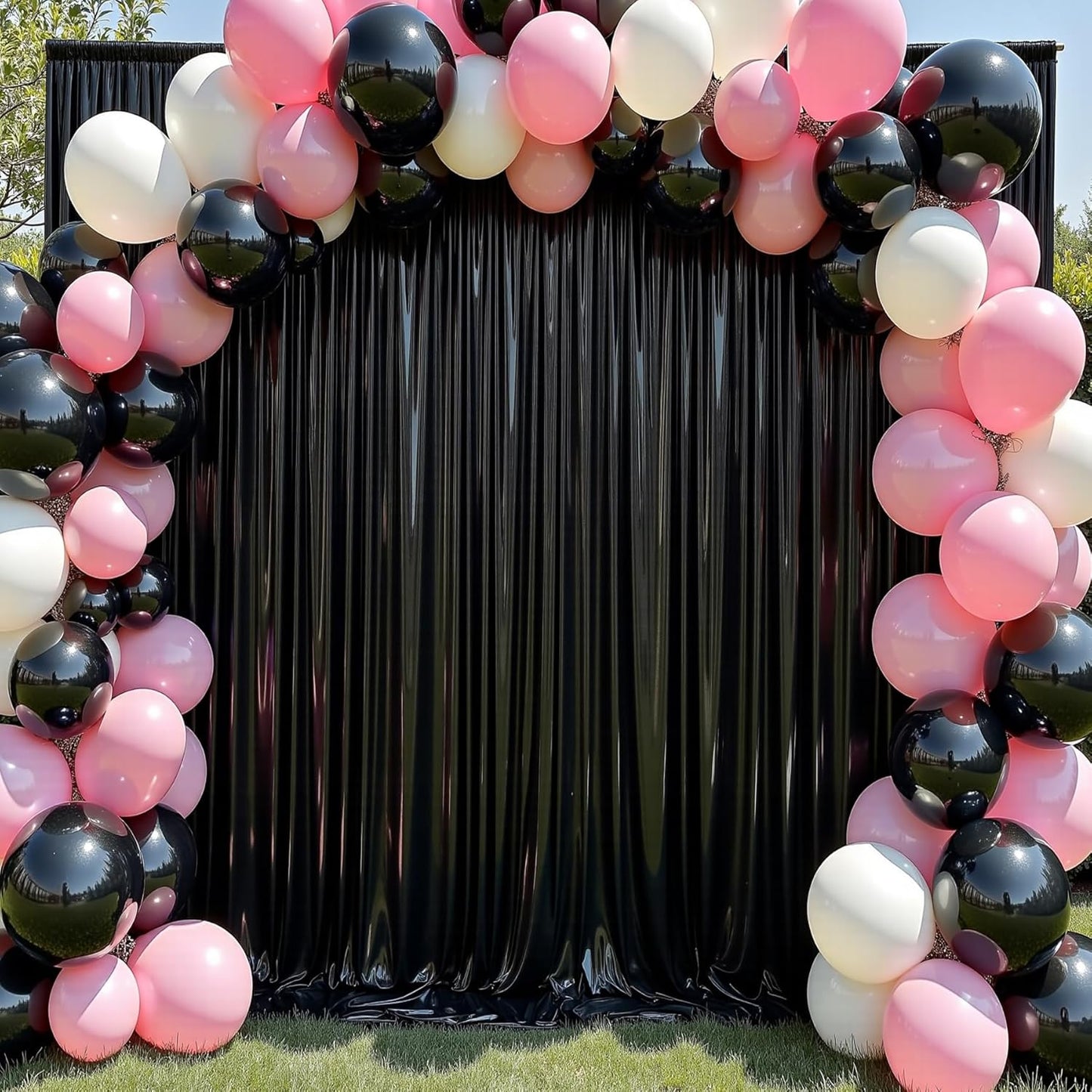 10x10 ft Wrinkle Free Black Sequin Backdrop Curtain for Parties,Thick Not Fall Glitter Wedding Drapes Backdrop,2 Panels 5x10ft Shimmer Photo Wall Back Drop Cloth for Birthday Photography Background