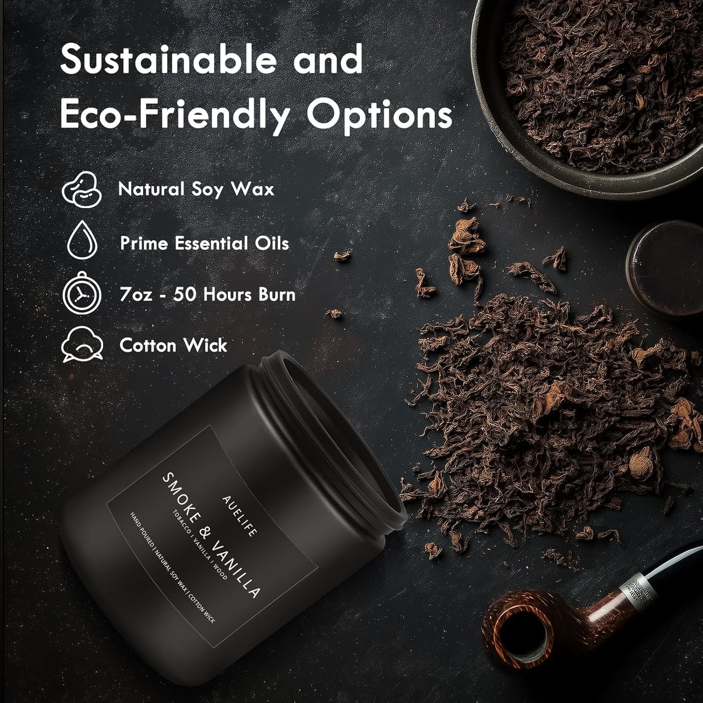 Scented Candles Set | Gifts for Men - 6Pack Candle Set - Masculine Candle, Soy Candles for Home Scented, Aromatherapy Gift - Fragrance of Smoke Vanilla/Leather/Mahogany/Tobacco/Oak/Amber Patchouli