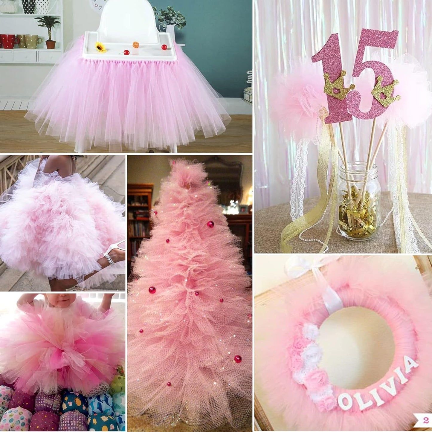 Pink Tulle Fabric Rolls 54 Inch by 40 Yards Tulle Bolt Spool for Wedding Decorations DIY Tutu Baby Shower Table Skirt Ceiling Decor Birthday Party Craft Supplies