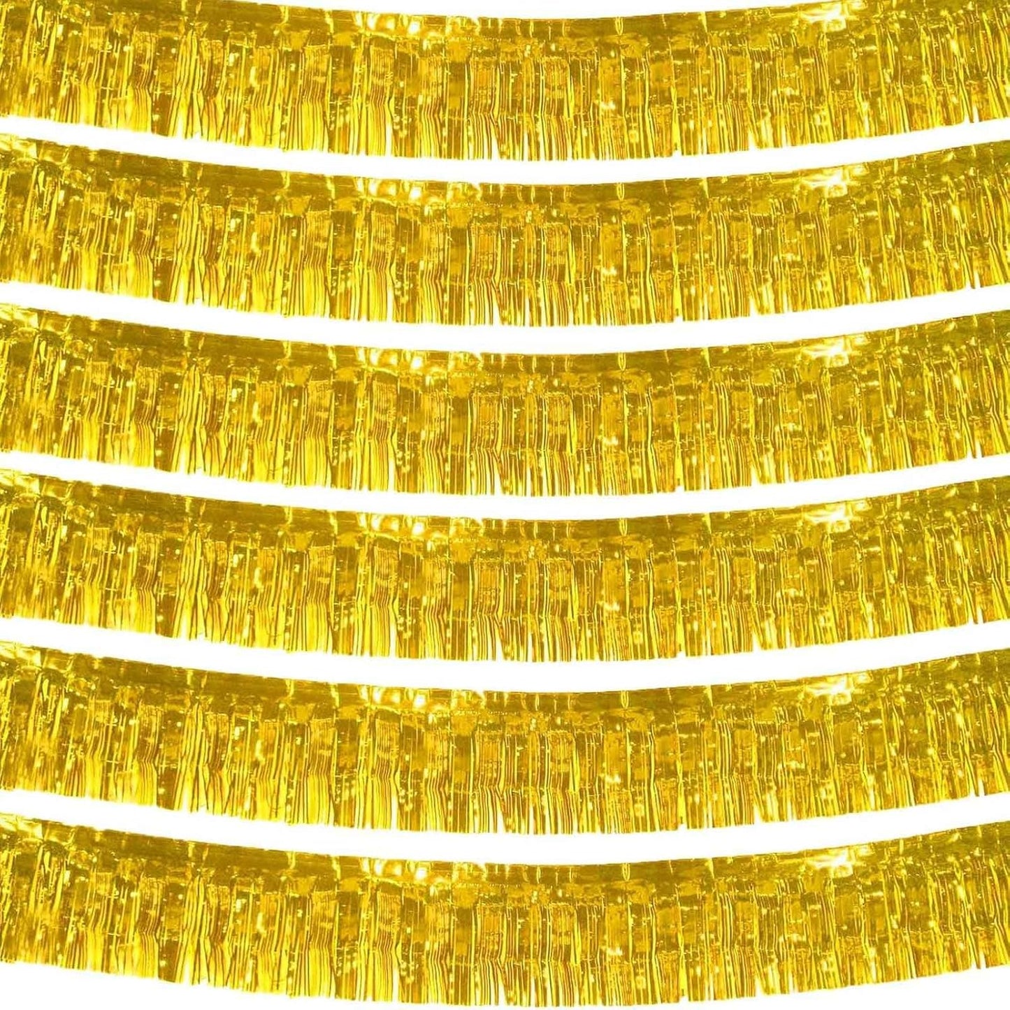 We Moment 6 Pack 10 Feet Gold Foil Fringe Garland Streamers Metallic Tinsel Banner Wall Hanging Fringe Curtain Glitter Backdrop Banner for Parade Floats Birthday Bachelorette Gold Party Decorations