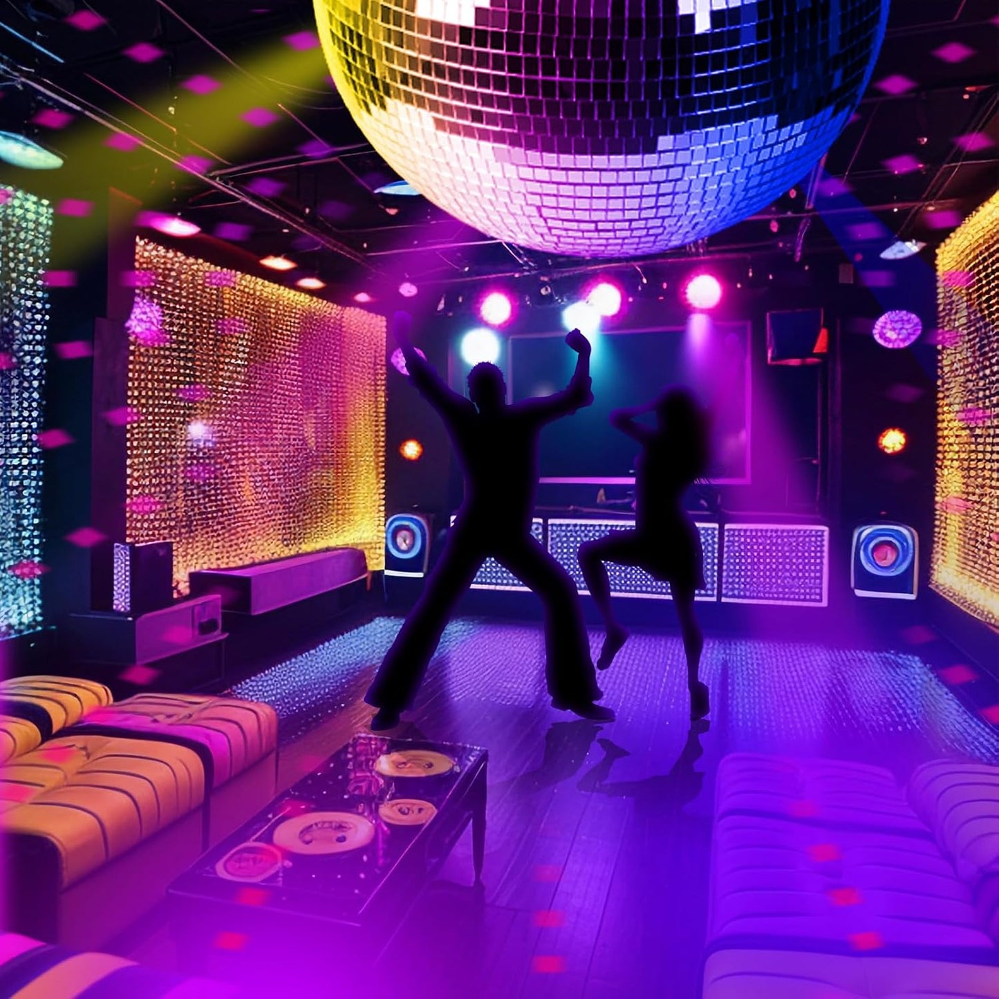 Faeshoo 16inch Large Disco Ball Mirror Ball for Disco Party Decorations, Disco Ball x 1pc, Replacement Mirror x 15pcs