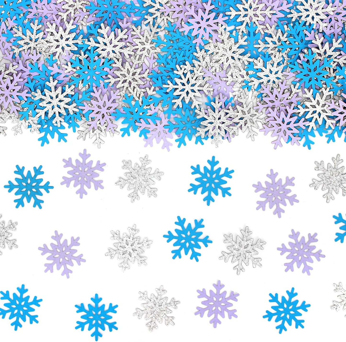 200PC Winter Wonderland Birthday Decorations Silver Blue Purple Snowflake Confetti Christmas Holiday Baby Shower Party Table Decoration Supplies
