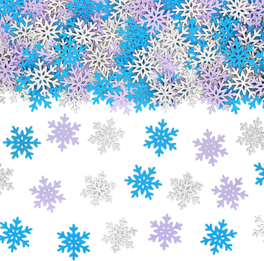 200PC Winter Wonderland Birthday Decorations Silver Blue Purple Snowflake Confetti Christmas Holiday Baby Shower Party Table Decoration Supplies