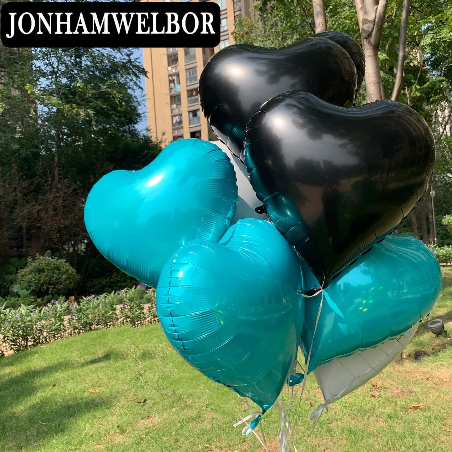 Jonhamwelbor 20Pcs 18 inch Teal Foil Foil Mylar Heart Shape Balloons Decorations Valentines Birthday Wedding Baby Shower Party (Turquoise Blue)