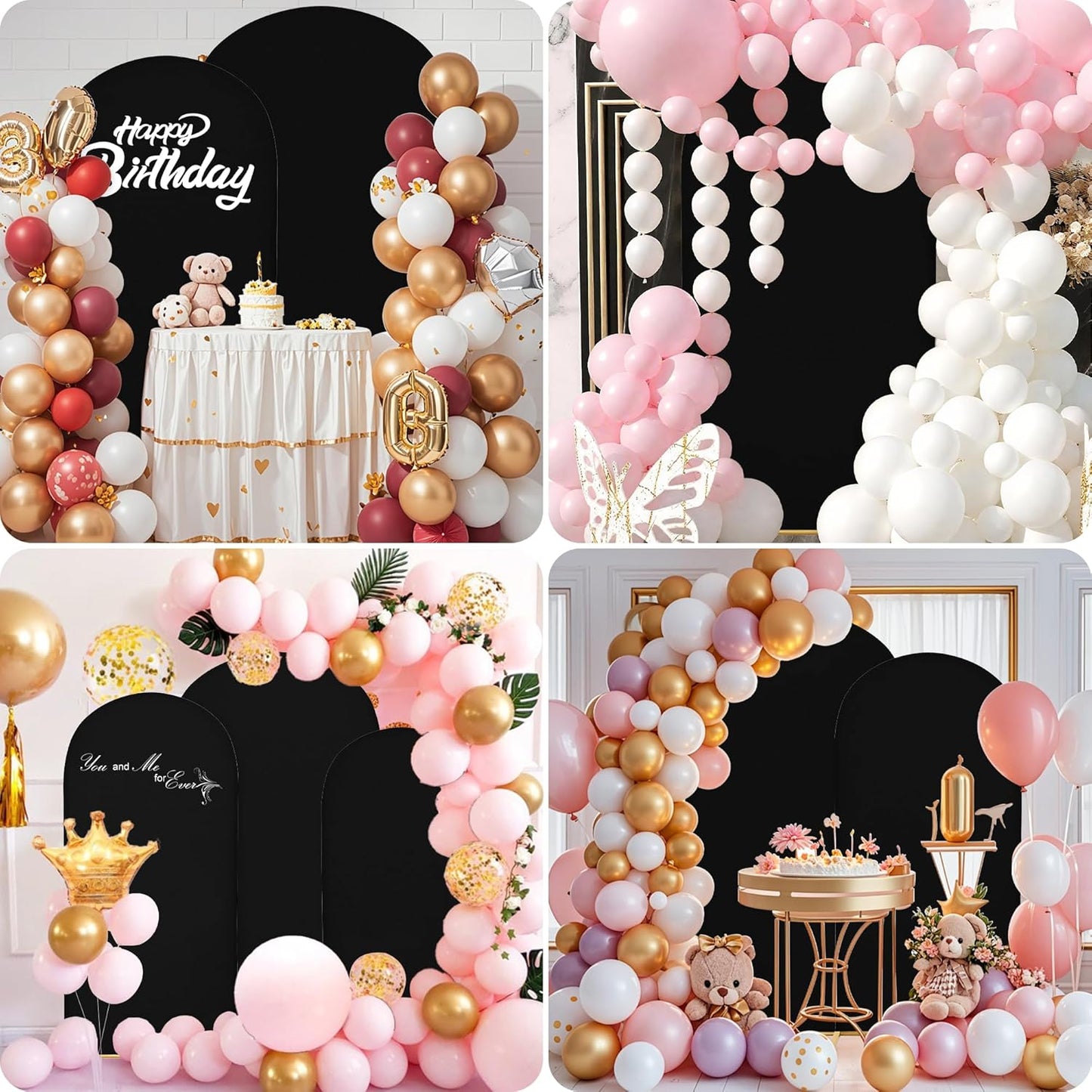 6.6FT Wedding Arch Covers Arch Backdrop Cover Arch Stand Covers Set Arch Cover Spandex Fabric Stretchy Backdrop for Wedding Birthday Party Decoration Baby Shower (Black, Cover Only)