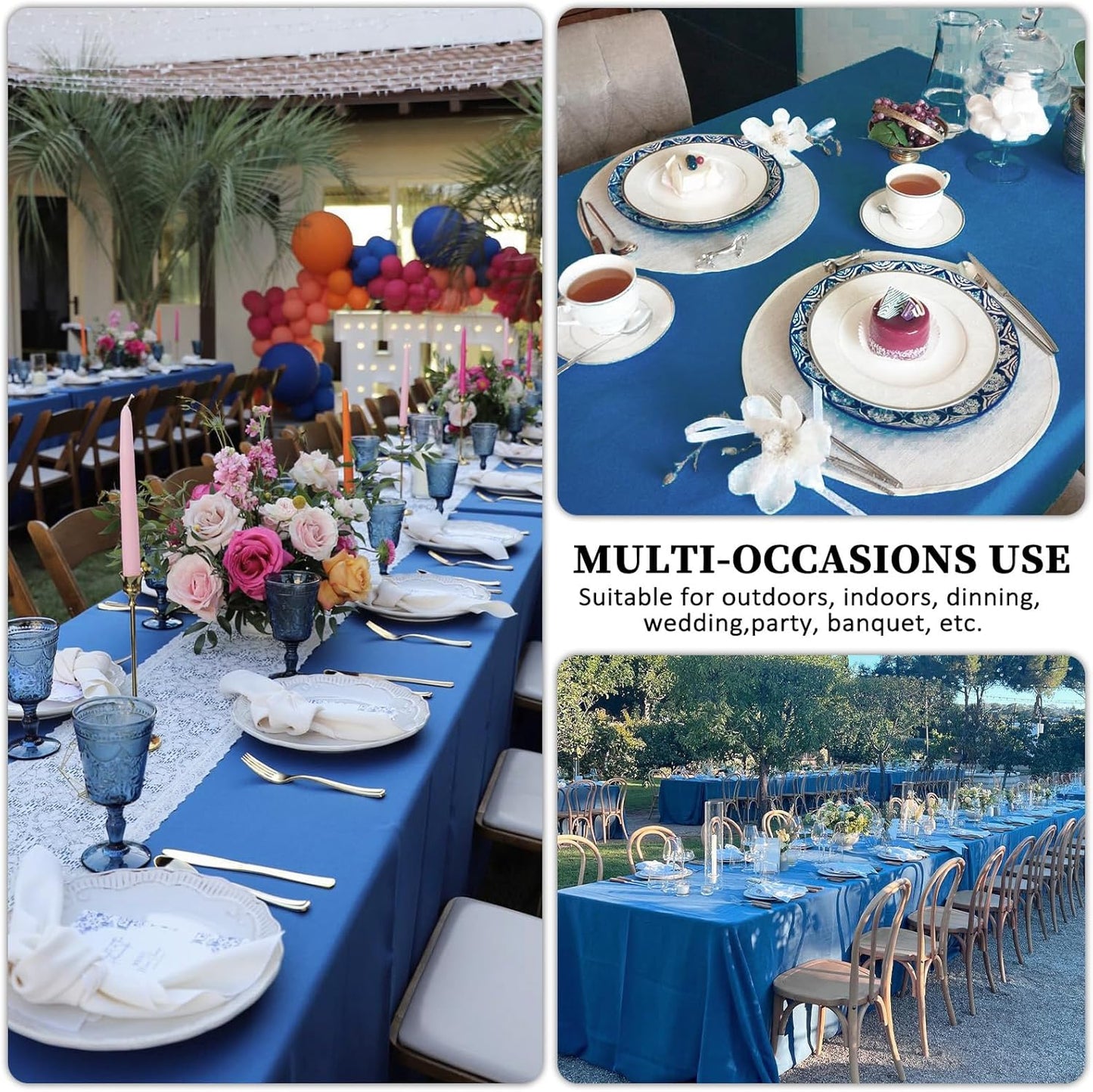 8 Pack Royal Blue Tablecloth 60 x 102 Inch Rectangular Tablecloths for 6 Foot Rectangle Tables, Wrinkle Resistant Blue Table Cloth Washable Polyester Fabric Cover for Party Wedding Banquet