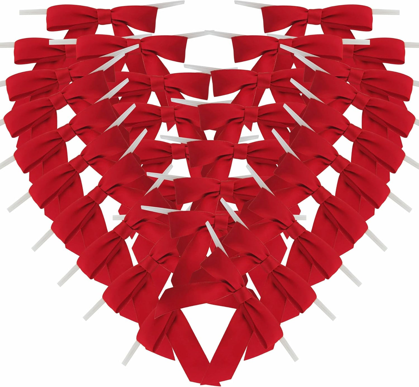 50pcs 2-1/2" Red Satin Ribbon Bows with Twist Ties for Gift Wrapping Packing Christmas Decoration (Red)