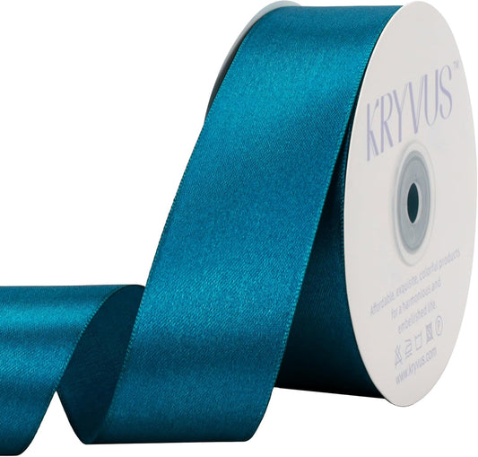 Turquoise Satin Ribbon 1-1/2 inch X Continuous 50 Yards, Single Face Polyester Ribbon Perfect for Gift Wrapping, Flower Bouquet, Wedding Decor, Crafts, Bow Making, Sewing and More