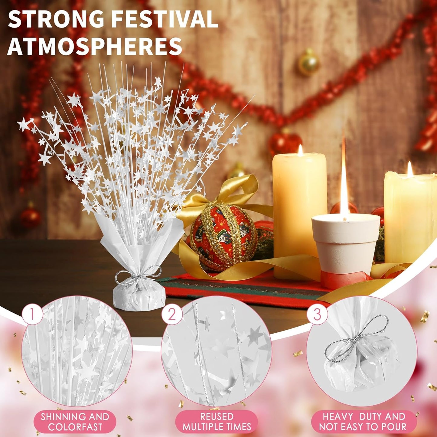 6 Pack Star Table Centerpieces for Party, Birthday Table Decorations for Kids Adults, Party Centerpieces for Tables for Wedding Baby Shower Graduation Holiday Event (White)