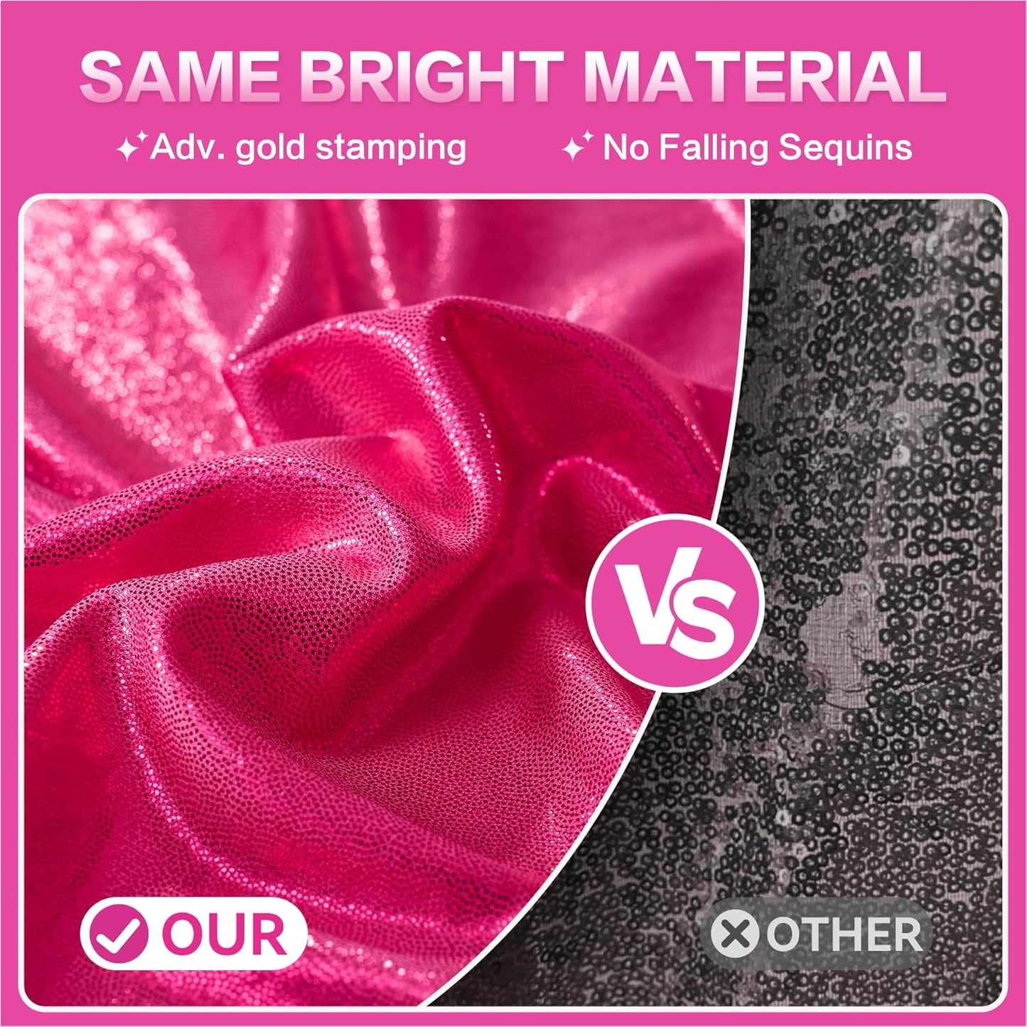 gogoparti 10x10FT Hot Pink Sequin Backdrop Curtain - 2 Panels of 5x10FT Wrinkle-Free Glitter Drapes for Photography, Birthdays, Weddings & Graduations