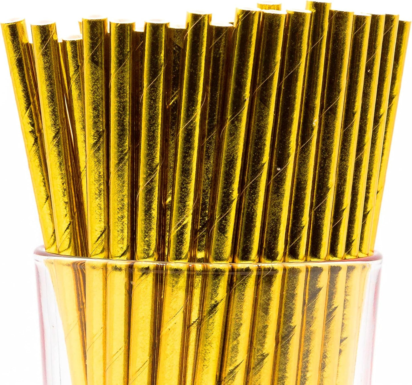 Pack of 900 Gold Foil Biodegradable 4-Ply Paper Drinking Straws (Compostable, Non-toxic, BPA-free)