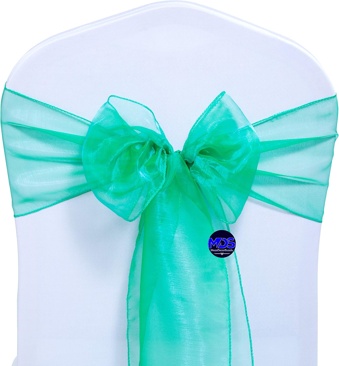 MDS Pack of 200 PCS Organza Chair Sashes Wider Dining Chair Bows Ribbon Tie Back for Wedding Party Birthday Bridal Shower Reception Event Banquet Home Chair Cover Decoration - Green