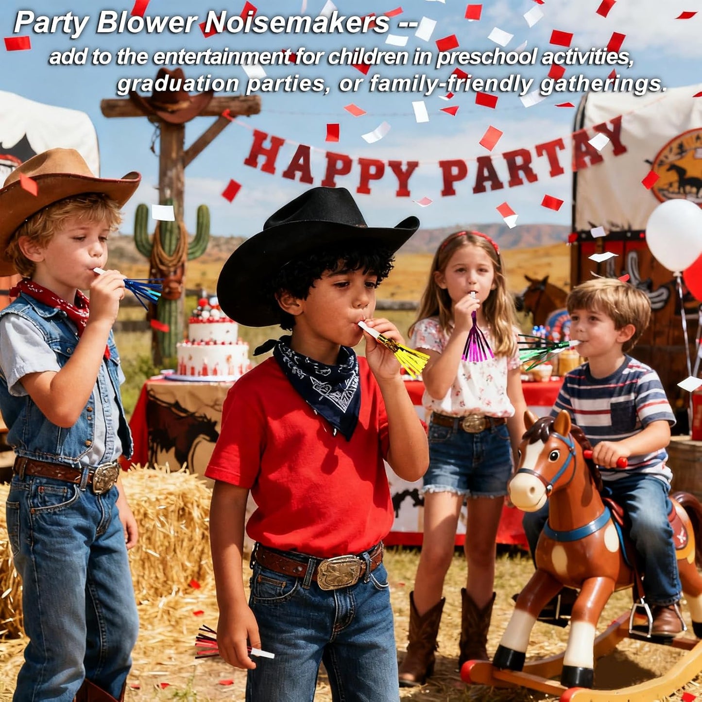 24PCS Bulk Party Blowers & Colourful Noise Makers - Fringed Glitter Party Horns Whistles for Birthday Graduation Christmas New Year - Premium Party Supplies (Mixed Colors)