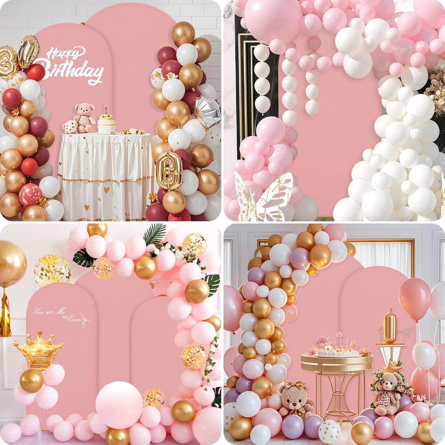 6.6FT Wedding Arch Covers Arch Backdrop Cover Arch Stand Covers Set Arch Cover Spandex Fabric Stretchy Backdrop for Wedding Birthday Party Decoration Baby Shower (Light Pink)