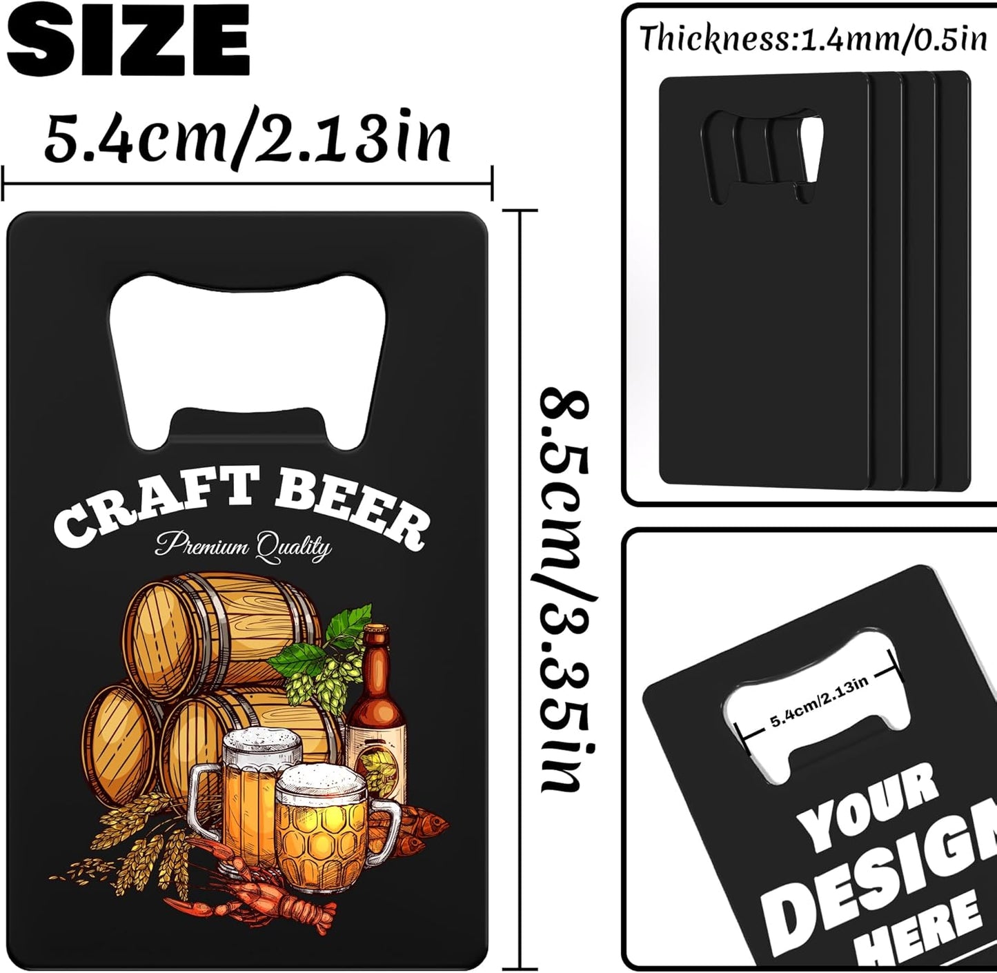 4-100 Pcs Custom Bottle Opener, Personalized Stainless Steel Credit Card Bottle Opener, Full Color Print Custom Beer Can Opener Bulk for Bar, Wedding Favors, Party, Promotion, Groomsmen Gift (Green)