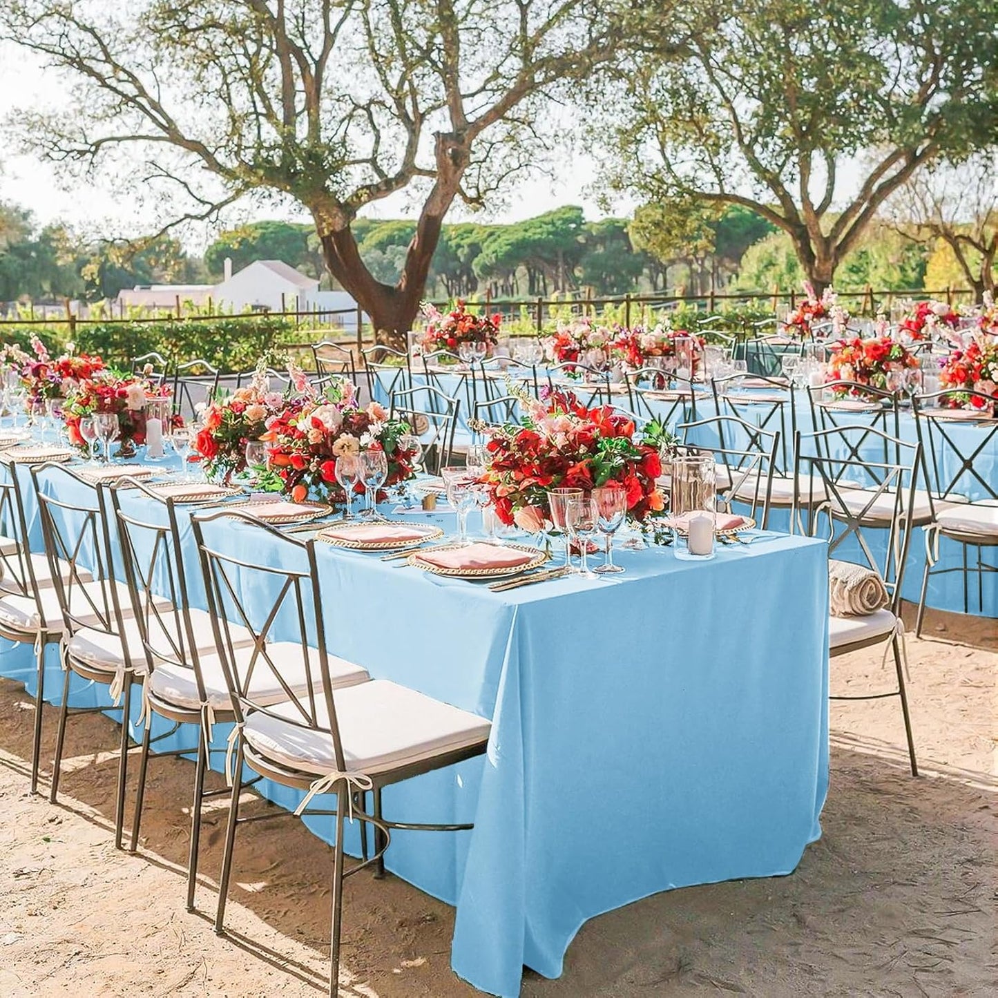 10 Pack Light Blue Tablecloths for 6 Foot Rectangle Tables 60 x 102 Inch - 6ft Rectangular Bulk Polyester Fabric Table Clothes for Wedding Buffet Party Banquet Reception Restaurant and Camping
